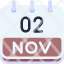 calendar-november-two-date-monthly-time-month-schedule-icon