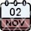 calendar-november-two-date-monthly-time-month-schedule-icon