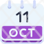 calendar-october-eleven-date-monthly-time-month-schedule-icon