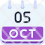 calendar-october-five-date-monthly-time-month-schedule-icon