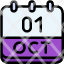calendar-october-one-date-monthly-time-month-schedule-icon