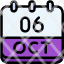 calendar-october-six-date-monthly-time-month-schedule-icon
