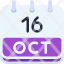 calendar-october-sixteen-date-monthly-time-month-schedule-icon
