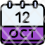 calendar-october-twelve-date-monthly-time-month-schedule-icon