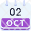 calendar-october-two-date-monthly-time-month-schedule-icon