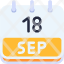 calendar-september-eighteen-date-monthly-time-month-schedule-icon