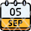 calendar-september-five-date-monthly-time-month-schedule-icon