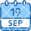 calendar-september-nineteen-date-monthly-time-month-schedule-icon