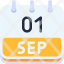 calendar-september-one-date-monthly-time-month-schedule-icon