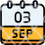calendar-september-three-date-monthly-time-month-schedule-icon