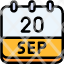 calendar-september-twenty-date-monthly-time-month-schedule-icon