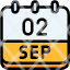 calendar-september-two-date-monthly-time-month-schedule-icon