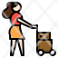 cart-push-woman-tourist-delivery-shopping-baggage-icon