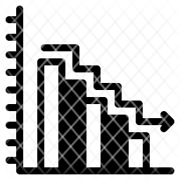 down icon, decrease icon, bar icon, chart icon, stats icon, statistics ...