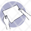 hand-holding-paper-horizontal-empty-mockup-blank-pictogram-icon