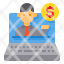 laptop-businessman-manager-money-coin-icon