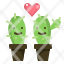 love-cactus-couple-plant-grow-icon
