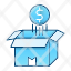 money-coin-float-over-opened-box-icon