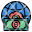 money-globe-gear-financial-icon