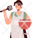 person-cooking-camping-chef-meal-smile-spatular-grill-icon