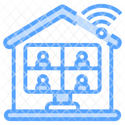 video icon, conference icon, meeting icon, teamwork icon, house icon