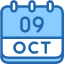 calendar-october-nine-date-monthly-time-month-schedule-icon