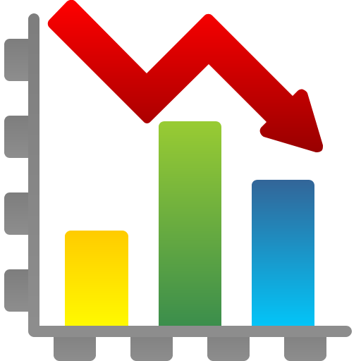 decline icon, diagram icon, chart icon, down icon, growth icon, low ...