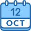 calendar-october-twelve-date-monthly-time-month-schedule-icon