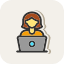 floor-laptop-sitting-typing-using-woman-work-icon