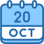 calendar-october-twenty-date-monthly-time-month-schedule-icon