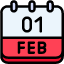calendar-febraury-one-date-monthly-time-and-month-schedule-icon