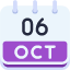 calendar-october-six-date-monthly-time-month-schedule-icon