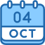 calendar-october-four-date-monthly-time-month-schedule-icon