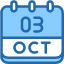 calendar-october-three-date-monthly-time-month-schedule-icon