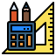 education-equipment-calculator-pencil-ruler-sketc-icon