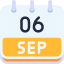 calendar-september-six-date-monthly-time-month-schedule-icon