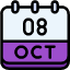 calendar-october-eight-date-monthly-time-month-schedule-icon