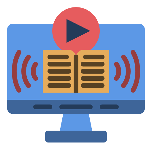 Video stream outline icon vector online education topic with video