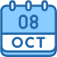 calendar-october-eight-date-monthly-time-month-schedule-icon