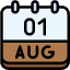 calendar-august-one-date-monthly-time-month-schedule-icon