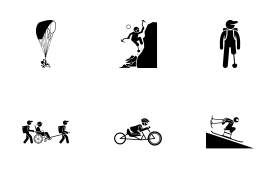 Adaptive sports and accessible recreational activities for handicapped icon set