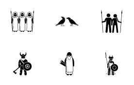 Ancient Norse Mythology People, Monsters and Creatures icon set