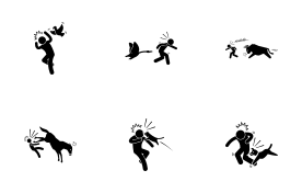 Animals Attack Human icon set