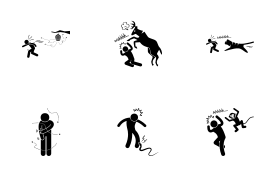 Animals Attack Human icon set