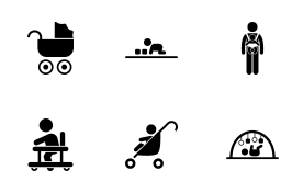 Baby Child Newborn Toddler Kid Equipment icon set