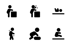 Baby Development Stages Milestones First One Year icon set