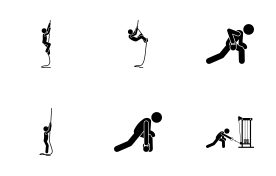 Back building exercises and muscle building icon set