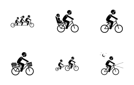 Bicycle accessories and equipment icon set