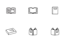 Books Outline Icon Set
