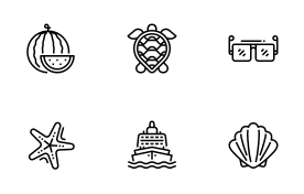 Border outline sea icons set